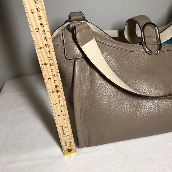 A.D.M.J. Made in Japan tan leather shoulder bag purse tote snap closure luxury - Picture 6 of 16